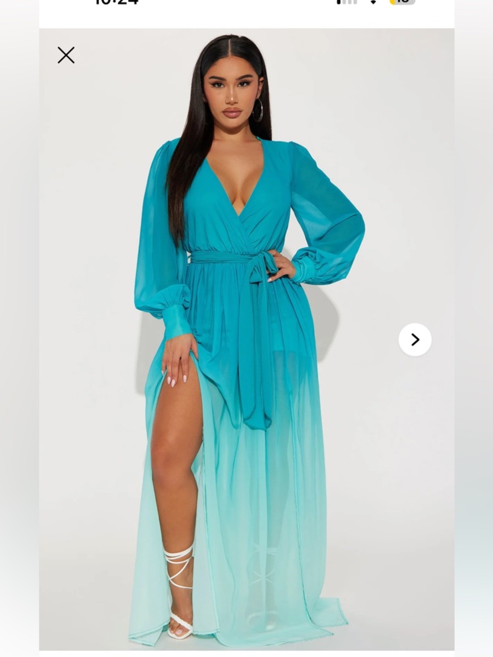 Fashion Nova Teal Ombre Wrap Maxi Dress